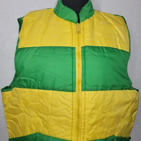 Vintage Unbranded Reversible Retro Striped Unisex Nylon Puffer Vest Pockets✨️L - Picture 13 of 16
